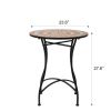 Round 24-Blue Beige Mosaic Tile Pattern Bistro Table with Black Metal Legs