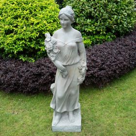 Large Antique Gray Magnesium Oxide Garden Sculpture, Unique Outdoor Decorative Statue
