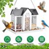 Fresh Fab Finds Metal Hanging Bird Feeder House Classic Barn Bird Feeder House Iron Hanging Outdoor Feeder with Visible Window and Lift Top Lid 15.75i