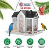 Fresh Fab Finds Metal Hanging Bird Feeder House Classic Barn Bird Feeder House Iron Hanging Outdoor Feeder with Visible Window and Lift Top Lid 15.75i
