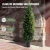 Artificial Cedar Topiary Tree, 60 inch Tall (2 Pieces), with Extra Leaves & Pot Faux Evergreen Fake Pine Cypress Trees Plant