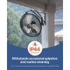 14 Inch Industrial Wall Mount Fan, High Velocity 2473 CFM Outdoor Fan with 3 Speeds, Waterproof IP44 Garage Wall Fan with Aluminum Blades for Workshop