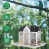 Fresh Fab Finds Metal Hanging Bird Feeder House Classic Barn Bird Feeder House Iron Hanging Outdoor Feeder with Visible Window and Lift Top Lid 15.75i