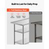 Stainless Steel Work Table, 24x48 Inch Food Prep Table with 2 Shelves and Backsplash, Commercial Kitchen Workstation